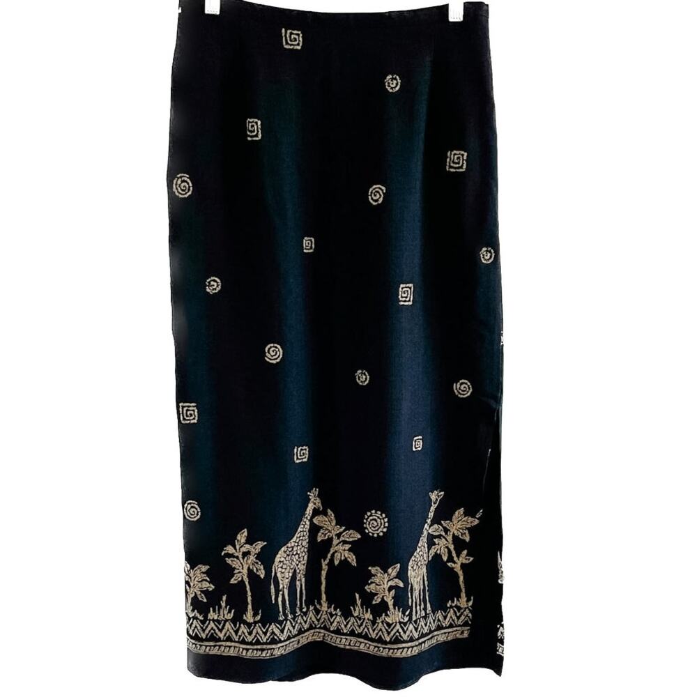 Alfred Dunner vintage 90s midi long pencil skirt giraffe safari size medium M
